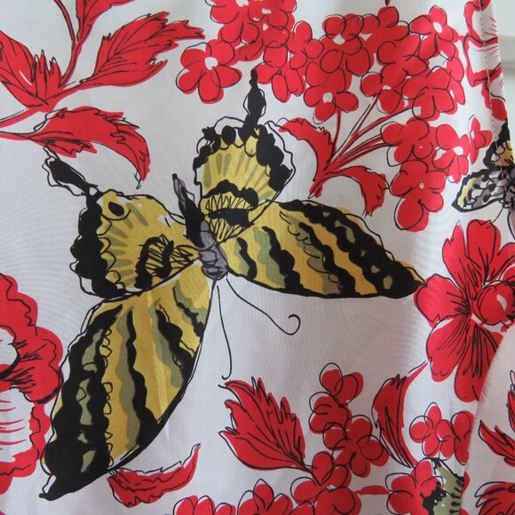 VINTAGE Y2K CABI 100% Silk Asian Inspired Floral Butterfly Babydoll Top Boho M - Picture 12 of 16